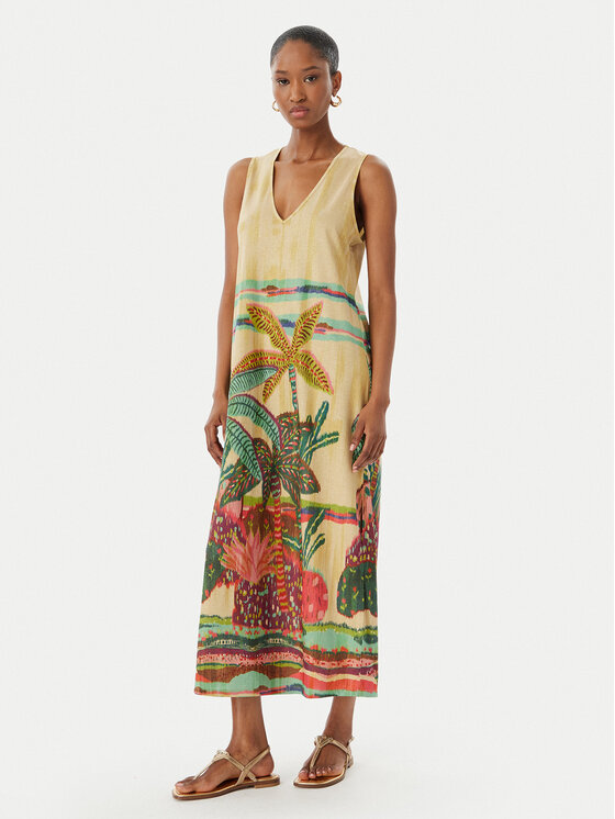 LOLA CASADEMUNT Sukienka letnia LS2616038 Beżowy jasny Regular Fit