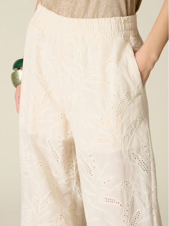 Oltre Oltre Spodnie materiałowe P020J002478N021 Biały Baggy Fit