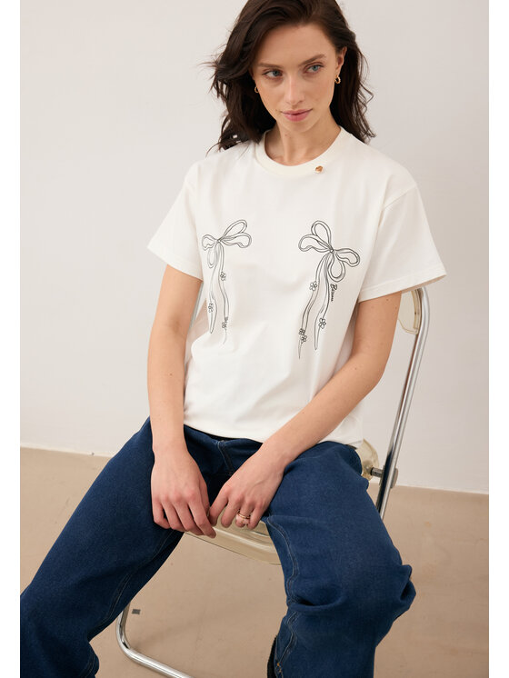 BIZUU BIZUU T-Shirt BOW Bílá Standard Fit