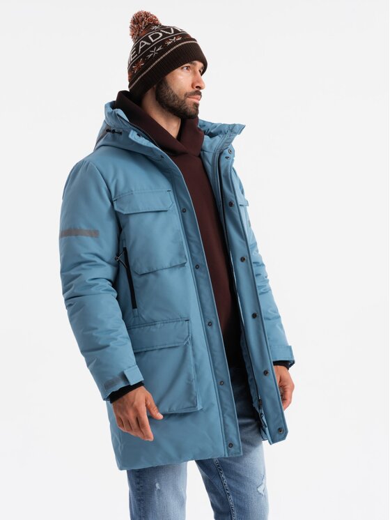 Ombre Ombre Parka OM-JALJ-0169 Niebieski Regular Fit