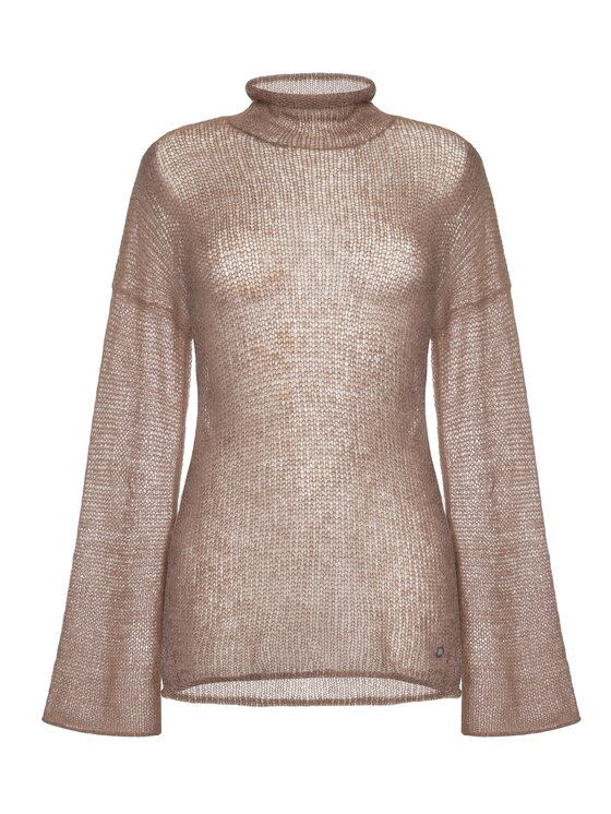 YOU by Tokarska YOU by Tokarska Sweter Półgolf Alpaka Brązowy Regular Fit