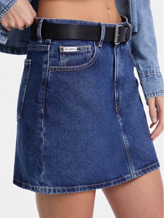 Guess Jeans Guess Jeans Spódnica jeansowa Gj classic mini skirt Niebieski Regular Fit