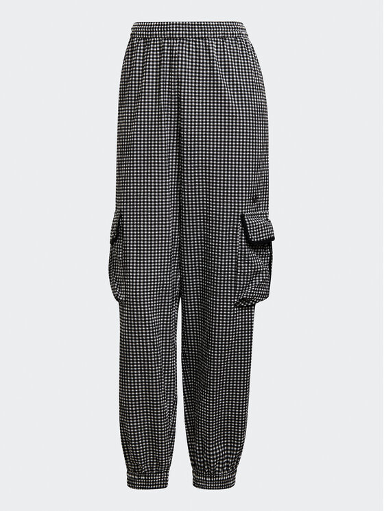 adidas adidas Hlače iz tkanine Gingham HB9456 Črna Loose Fit