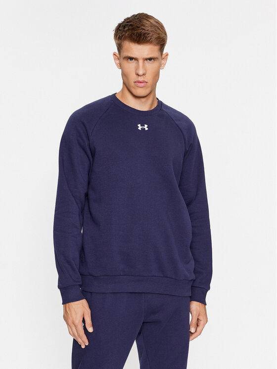 Under Armour Džemperis ar kapuci Ua Rival Fleece Crew 1379755 Tumši zils Loose Fit