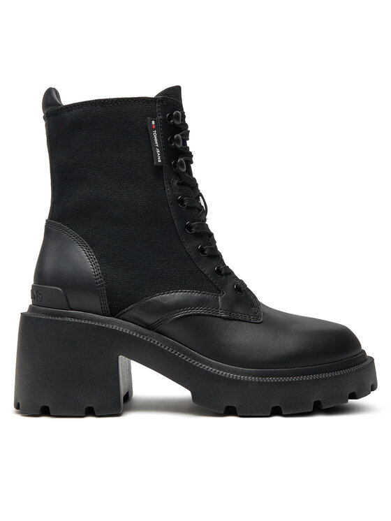 Tommy Jeans Tommy Jeans Μποτάκια Tjw Mid Heel Boot Mix Media EN0EN02556 Μαύρο