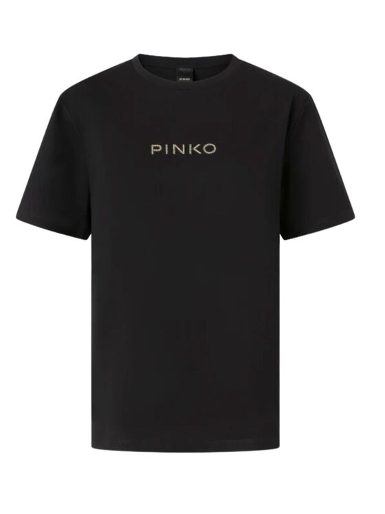 PINKO PINKO Tričko Strepitoso t-shirt jersey logo strass Čierna Regular Fit