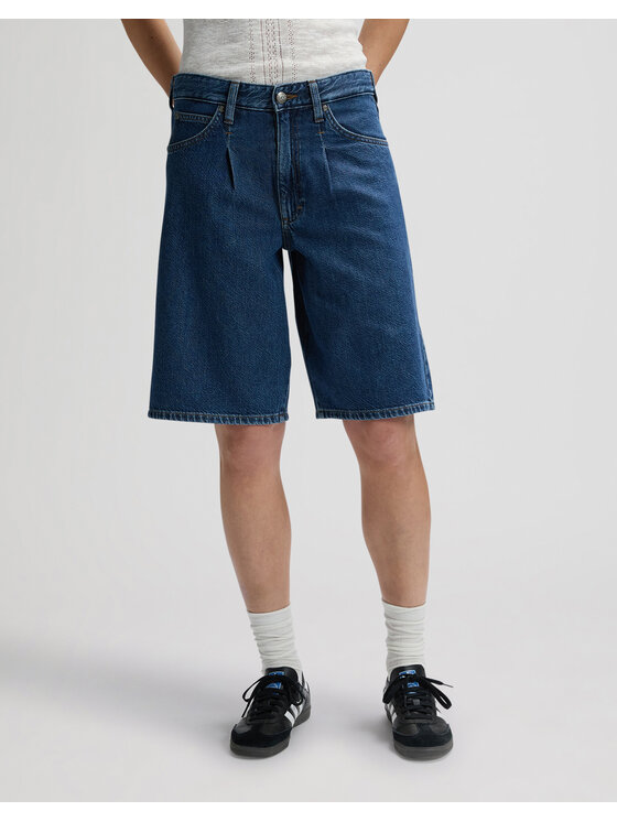 Lee Lee Szorty jeansowe DRAPEY JORT Niebieski Regular Fit