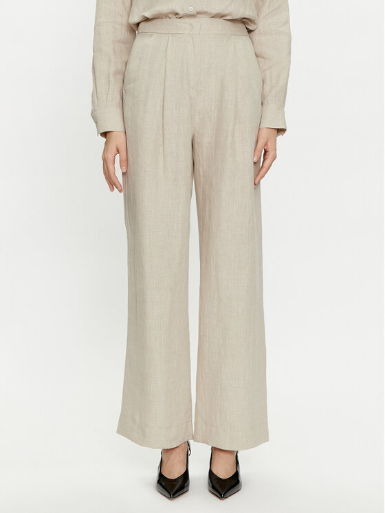 Marella Marella Pantaloni di tessuto Nizere 2413131212 Écru Relaxed Fit