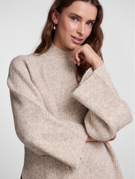 Pieces Pieces Krekls ar augstu apkakli 17140867 Bēšs Loose Fit