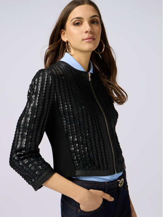 Oltre Oltre Giacca in similpelle R350R002149N033 Nero Cropp Fit