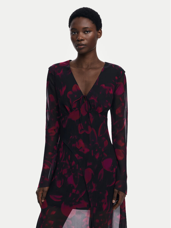 Desigual Desigual Koktejlové šaty Ratan 25WWVW24 Bordó Regular Fit