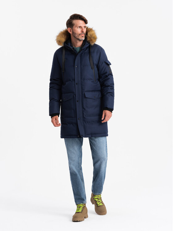 Ombre Ombre Parka OM-JALJ-0182 Granatowy Regular Fit
