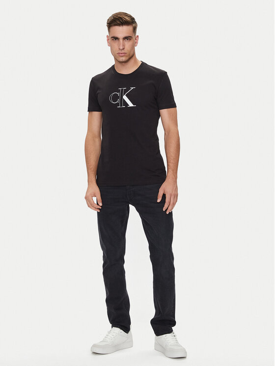 Calvin Klein Jeans Calvin Klein Jeans Majica Outline Monologo J30J325678 Črna Slim Fit