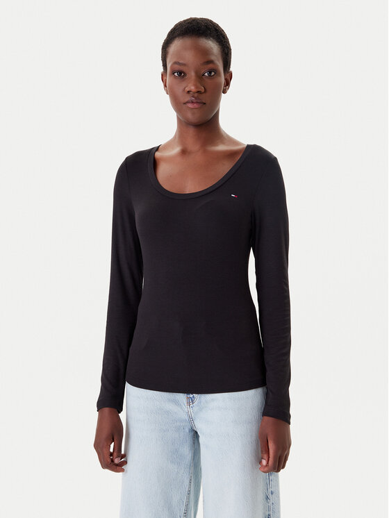 Tommy Jeans Tommy Jeans Bluză DW0DW20921 Negru Regular Fit