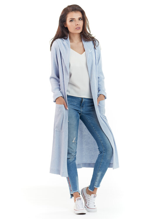 Awama Awama Sweter L062 Niebieski Basic Fit