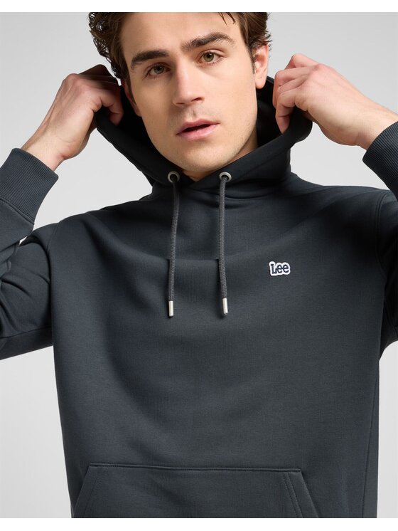 Lee Lee Bluza PLAIN HOODIE Czarny Regular Fit