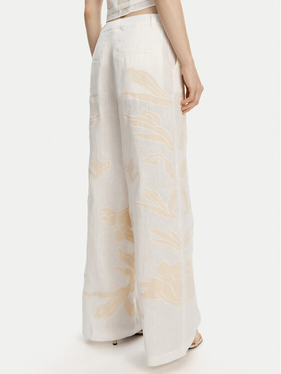 Marella Marella Kalhoty z materiálu Kadiak 2513131212 Bílá Wide Leg