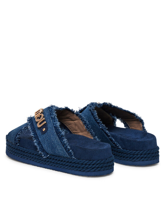 Mou Mou Pantoletten Criss-cross MU.SW451004K Blau