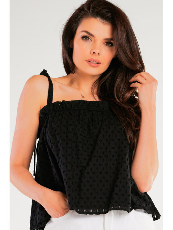 Awama Awama Bluzka A436 Czarny Basic Fit