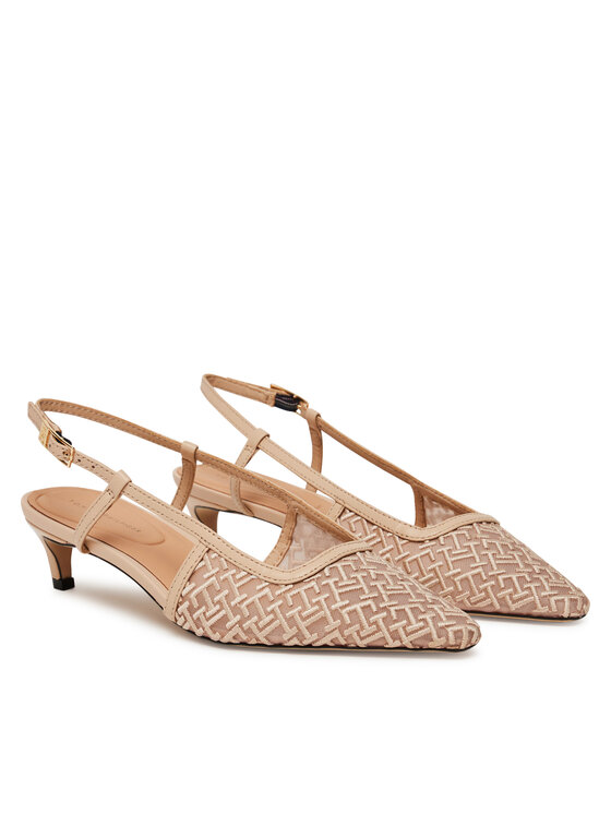Tommy Hilfiger Tommy Hilfiger Czółenka Mono Squared Toe Kitten Slingb FW0FW08746 Beżowy