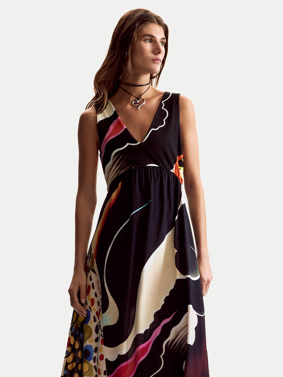 Desigual Desigual Rochie de vară Japan Opart Lacroix 26SWVW60 Negru Regular Fit
