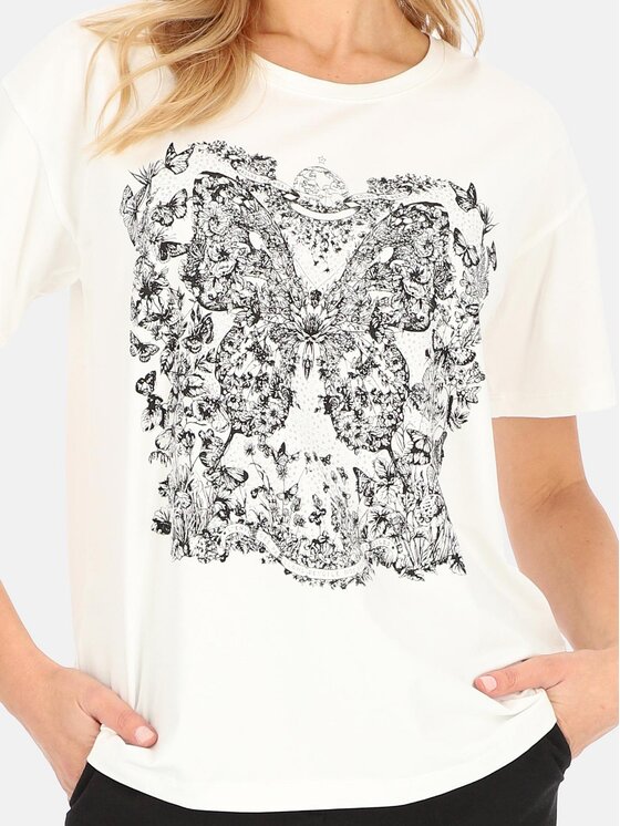 Perso Perso T-Shirt TCE240246F Écru Regular Fit