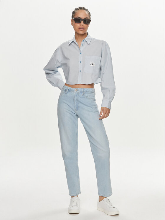 Calvin Klein Jeans Calvin Klein Jeans Koszula J20J222614 Niebieski Cropped Fit