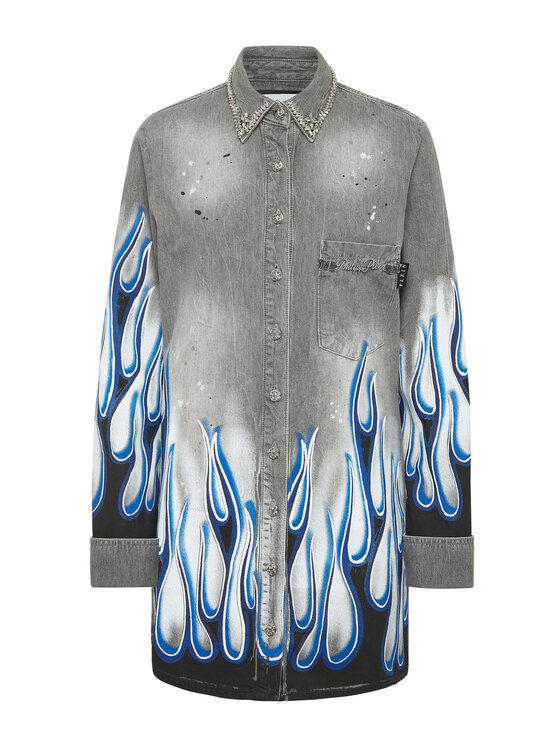 PHILIPP PLEIN PHILIPP PLEIN camicia di jeans 22717 Grigio Fitted Fit