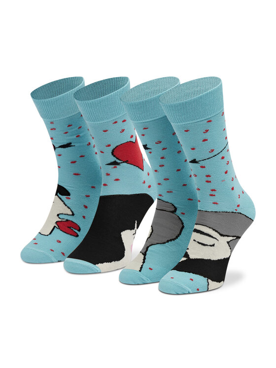 Zooksy Zooksy Zestaw 2 par wysokich skarpet unisex Miłośmolo Box Błękitny