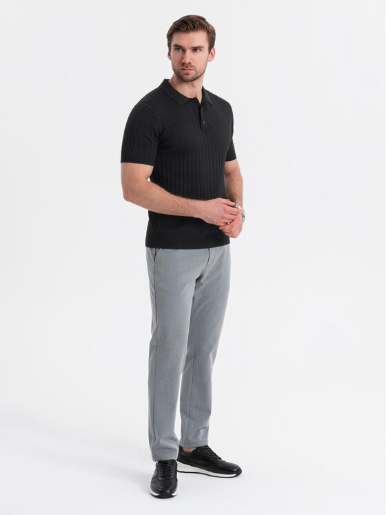 Ombre Ombre Polo OM-POSS-0143 Czarny Slim Fit