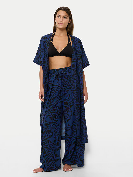 Triumph Triumph Hlače iz tkanine Beach MyWear 10222189 Mornarsko modra Wide Leg