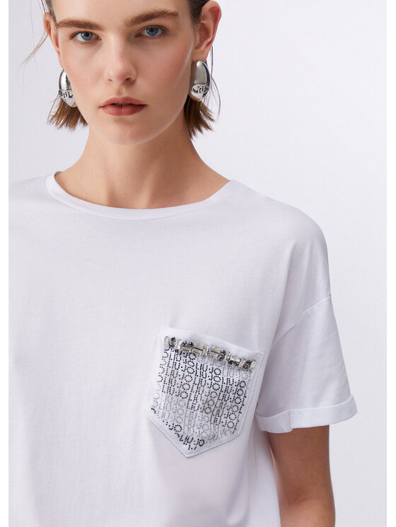 Liu Jo Liu Jo T-shirt WA6372JS923P9444 Bianco Regular Fit