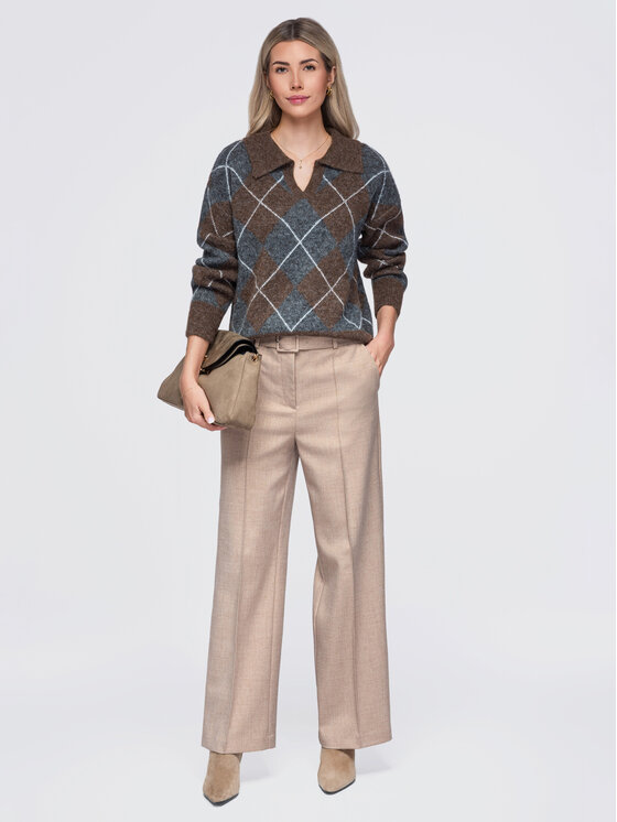 Ombre Ombre Svetr OW-SW-E0019 Hnědá Relaxed Fit