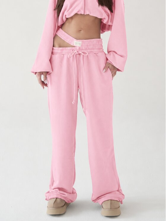 MissDenim MissDenim Spodnie dresowe Double Belt Sweatpants Różowy Oversize