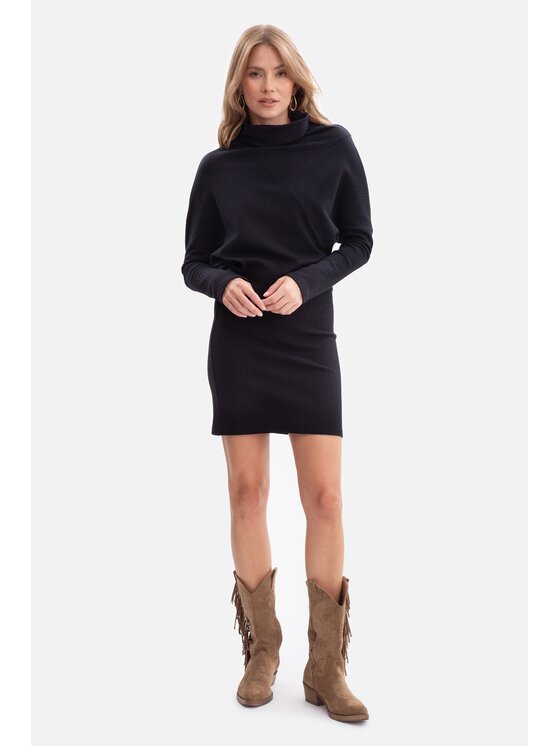 BeWear BeWear Sukienka dzianinowa b309 Czarny Baggy Fit