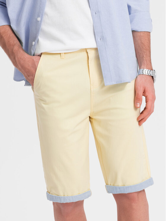 Ombre Ombre Šortky z materiálu W421 Žlutá Regular Fit