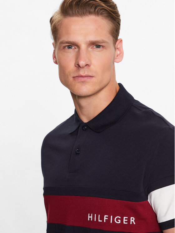 Tommy Hilfiger Tommy Hilfiger Polo marškinėliai Colourblock Placement MW0MW30755 Tamsiai mėlyna Regular Fit