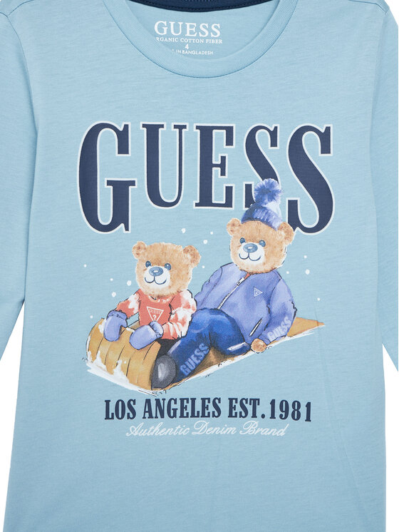 Guess Guess Bluză N5BI04I3Z14 Albastru celest Regular Fit