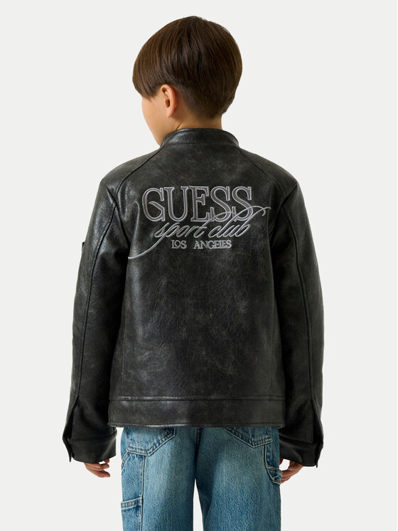 Guess Guess Μπουφάν από απομίμηση δέρματος L6YL07 W2668 Μαύρο Regular Fit
