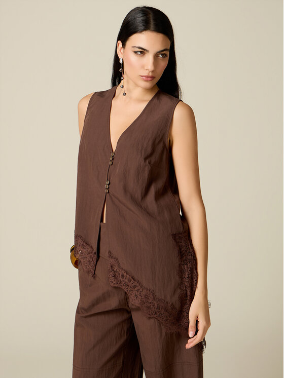Oltre Oltre Blusa 2167R003269N032 Marrone Regular Fit