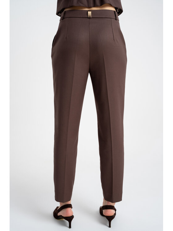 CLICK CLICK Kalhoty z materiálu 30-341 Hnědá Regular Fit
