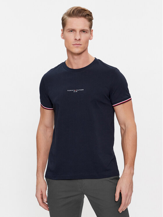 Tommy Hilfiger T-krekls Logo MW0MW32584 Tumši zils Slim Fit