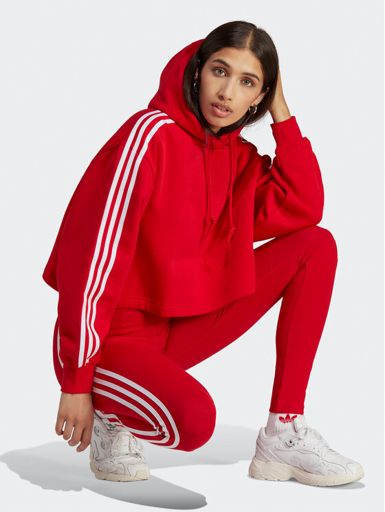 adidas adidas Džemperis ar kapuci Adicolor Classics Crop Hoodie IB7389 Sarkans Loose Fit
