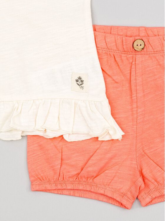Zippy Zippy Set tricou și pantaloni scurți ZBGAP0602 23009 Bej Regular Fit