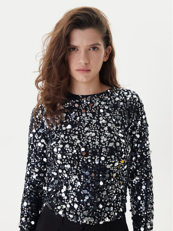 ONLY ONLY Блуза Catina 15358382 Черен Slim Fit