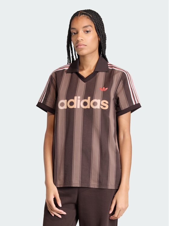 adidas adidas Koszulka techniczna TWILL FOOTBALL JERSEY Brązowy ciemny Loose Fit