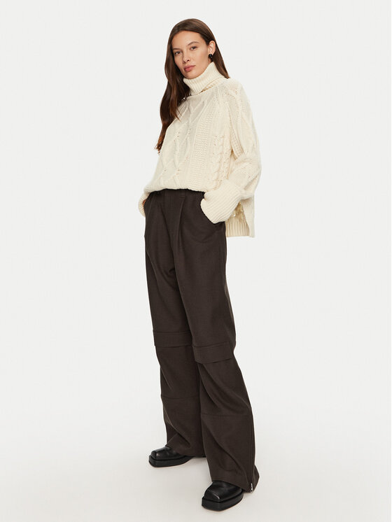AMI Paris AMI Paris Spodnie materiałowe FTR305.WV0018 Brązowy Relaxed Fit