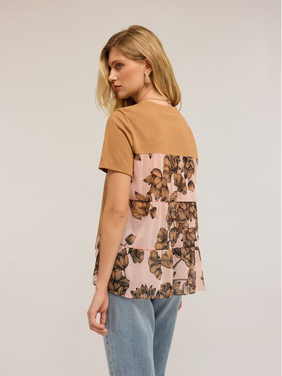 Motivi Motivi T-shirt G097W003456N0V2 Écru Boxy Fit