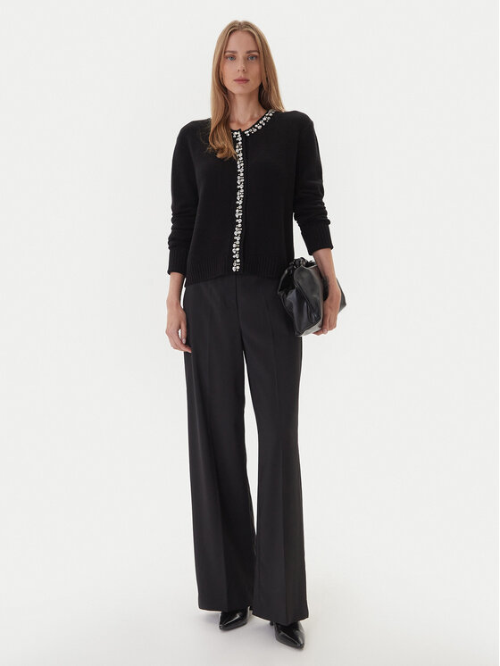 KAOS KAOS Pulover RI1KT018 0001 Črna Regular Fit