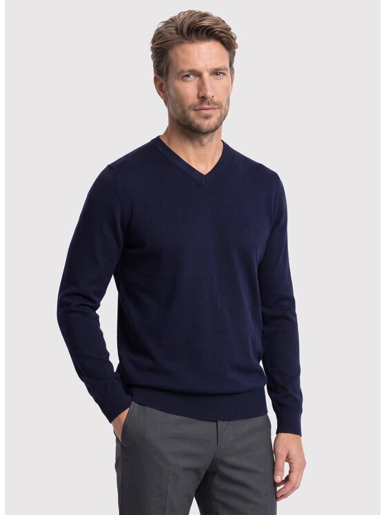 Pako Lorente Pako Lorente Sweter P26WN-2X-010 Granatowy Straight Fit